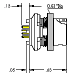 PL500 Medical Connector .13 by .05 by .63 and 0.63 Diameter
